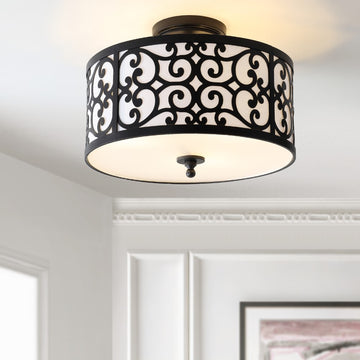 Katherine 15" Metal LED Semi Flush Mount - JONATHAN Y
